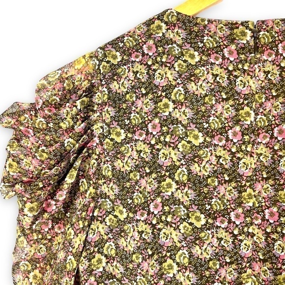 Walter Baker Rita Wrap Effect Georgette Peplum Top, Multicolor Floral, Size S - Picture 8 of 11